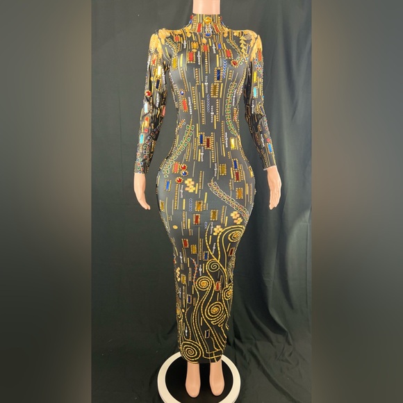 Rhinestone embellished maxi dress